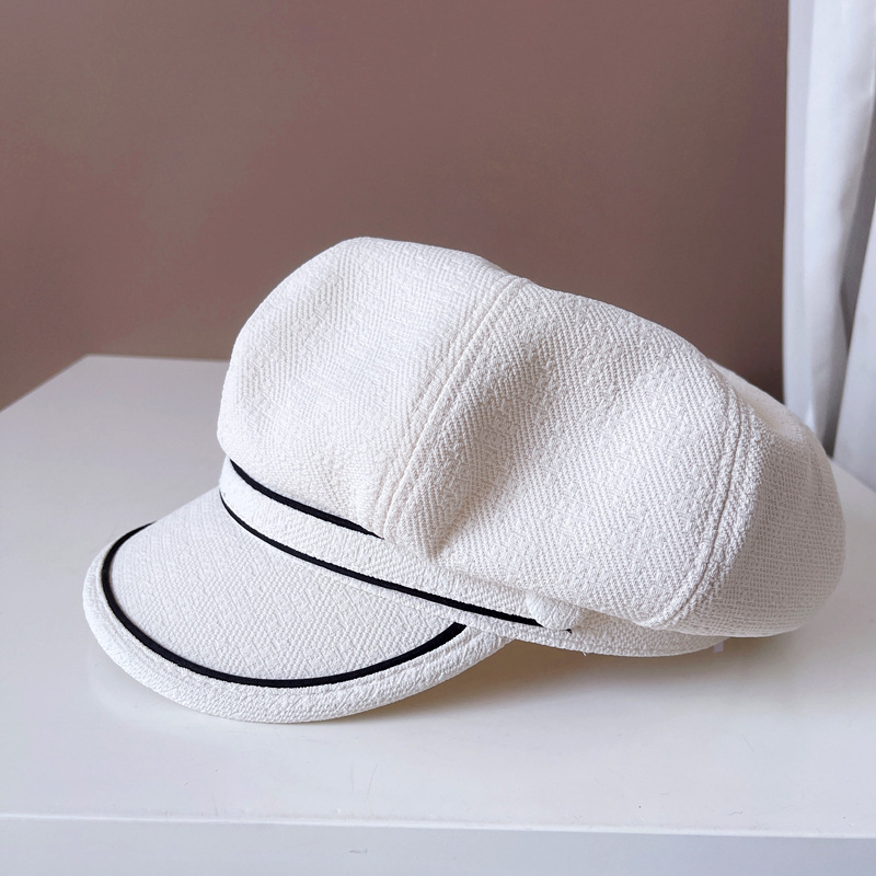 Women's Simple Style Lines Wide Eaves Beret Hat display picture 3