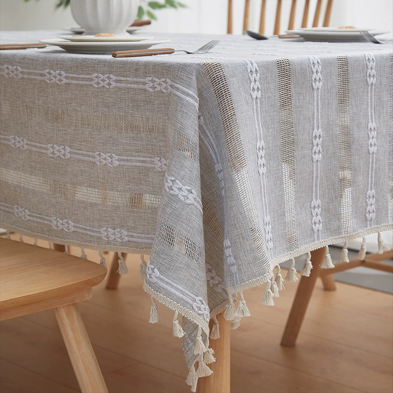 New French retro pastoral hollow cotton and linen tablecloth rectangular dining table coffee table cloth tablecloth cabinet cover household
