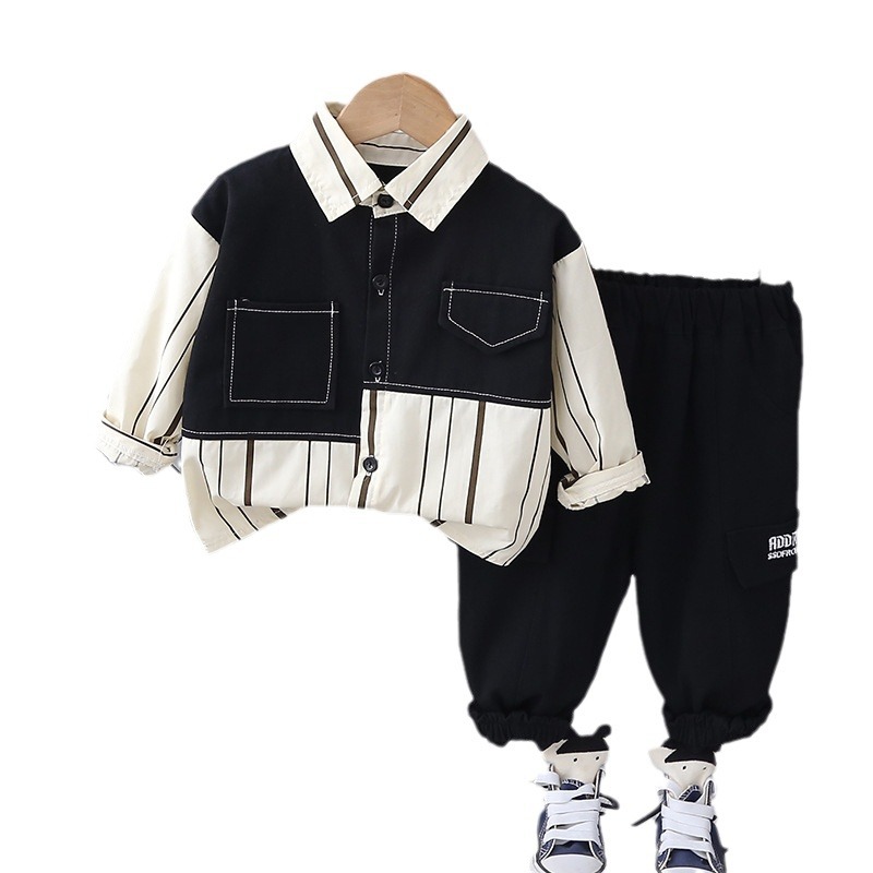 Boys' outfit new casual outfit, children's Korean version shirt two-piece set, spring and autumn style, 1-3 years old, 5_voghion.com