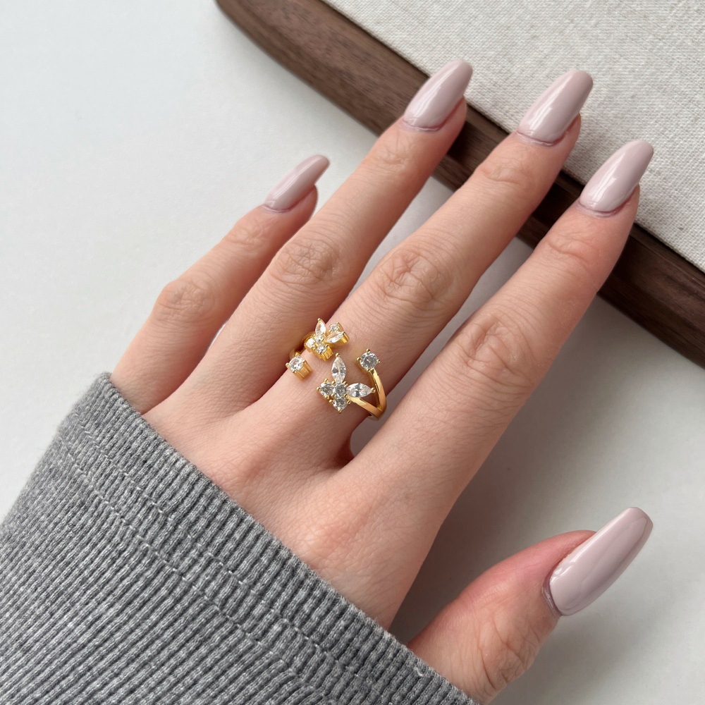 4g Weight Zircon Inlay Material Rings Classification 1 Piece Quantity Holiday, Daily Occasion 925 Sterling Silver Material U Shape, Insect Pattern Women's Gender Inlay Design Simple Style, Classic Style Style 925 Sterling Silver Zircon U Shape Insect Rings 12