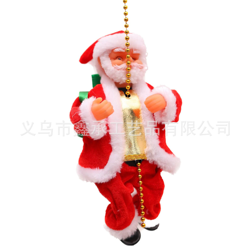 ビーズ登り電動音楽サンタクロースはしご鹿引き車創意クリスマスプレゼントクリスマス装飾置物|undefined