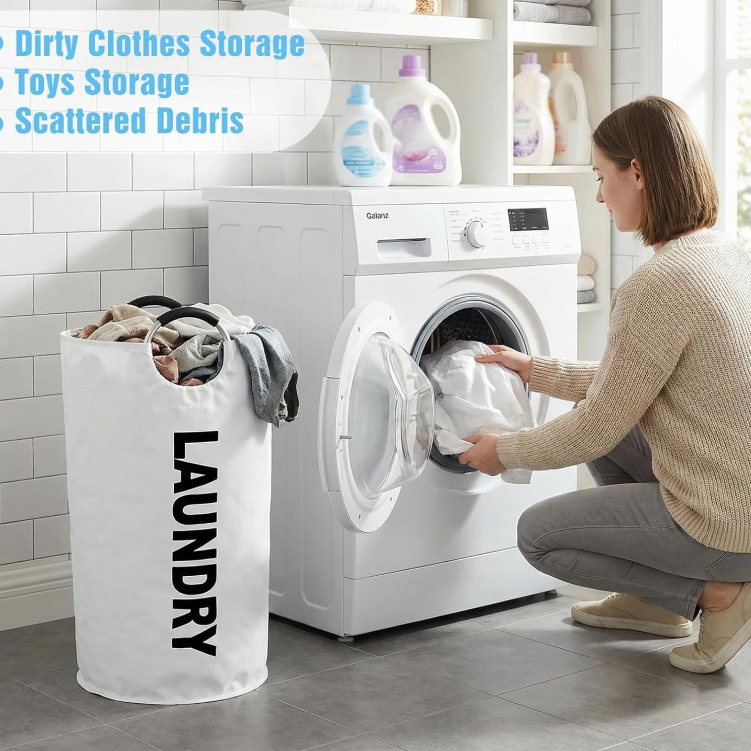 Canvas transfronterizo Amazon bolsa de lavandería ropa sucia cesta de almacenamiento de ropa plegable bañera de ropa gran capacidad sucia