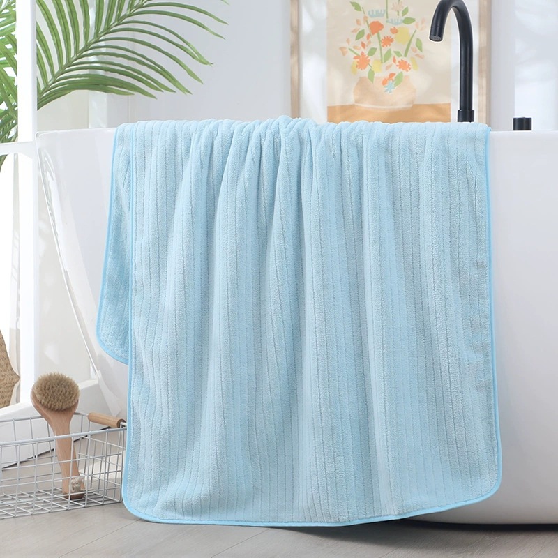 Toalla de baño absorbente extra grande casa de baños para adultos Toalla grande a rayas suave y cómoda Toalla de playa multicolor de terciopelo coral