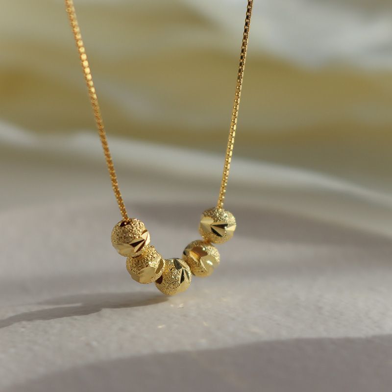 S925 Sterling Silver Five Blessings Necklace for Women, Heart-Shaped Lucky Beads, Gold-Plated Clavicle Chain, Trendy and Elegant Light Luxury Jewelry S925 Sterling Silver Five Blessings Necklace for Women, Heart-Shaped Lucky Beads, Gold-Plated Clavicle Chain, Trendy and Elegant Light Luxury Jewelry