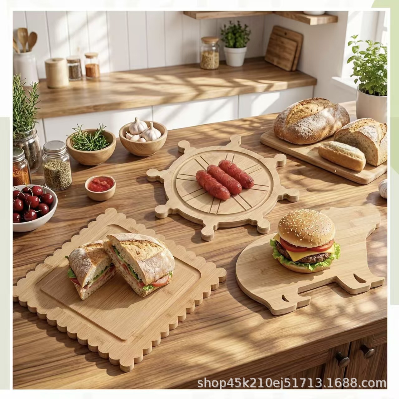 Wooden kitchen cutting board, creative solid wood tabletop fruit, cake, and deli tray, nautical party deli cutting board