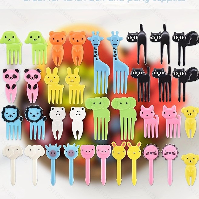 Uso doméstico Cartoon Tenedores para fruta para niños Creativo Animales para niños Set de palillos de plástico para fruta Palillos para fiambrera
