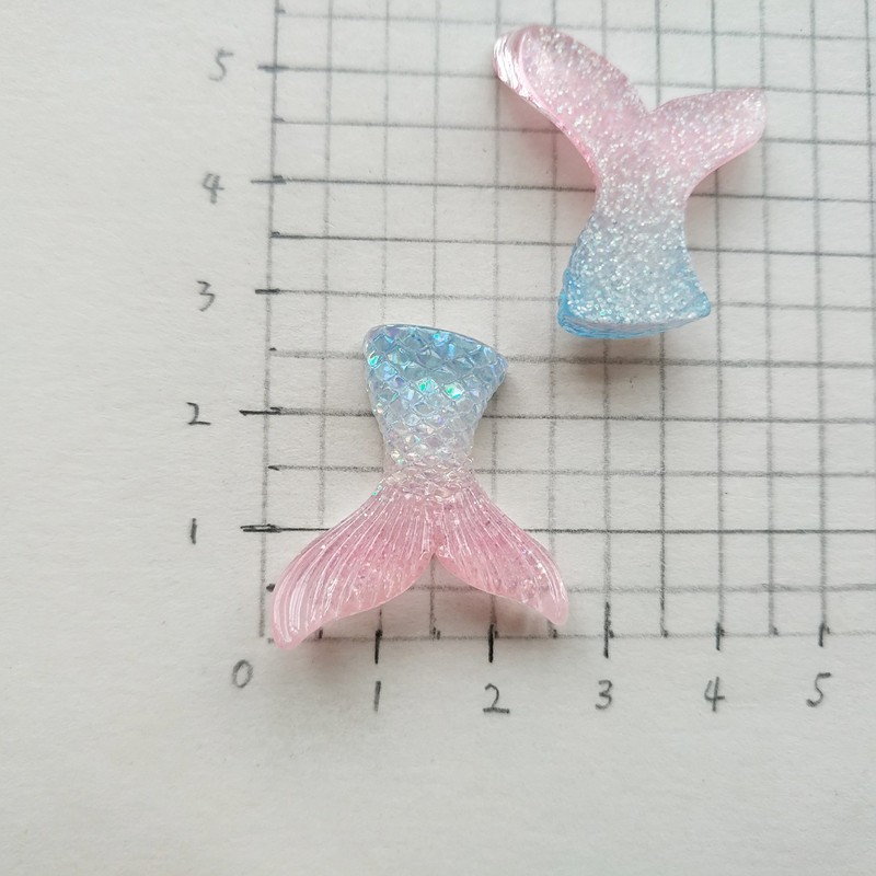 卡通渐变闪粉海洋鱼尾树脂饰品配件手工diy奶油胶手机壳发夹材料|undefined