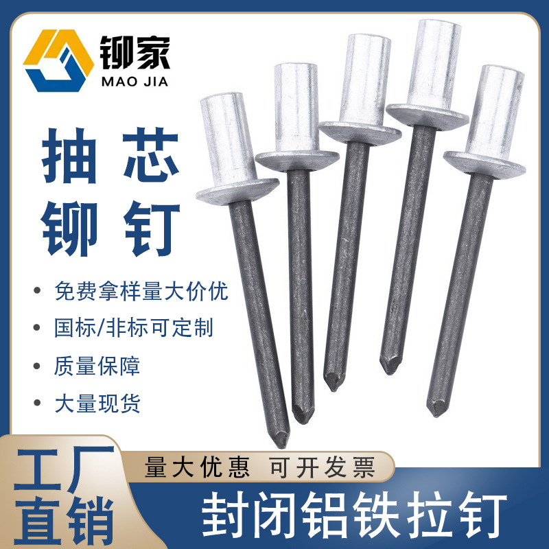 喜仕隆铆家抽芯铆钉铝封闭拉钉 铝铁封闭铝帽铁芯抽芯铆钉拉铆钉