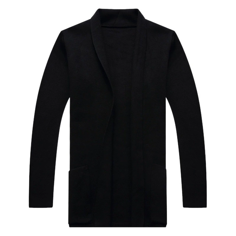 Мужской длинный вязаный кардиган на весну-осень 2025 года, модный повседневный свитер-куртка с карманами.