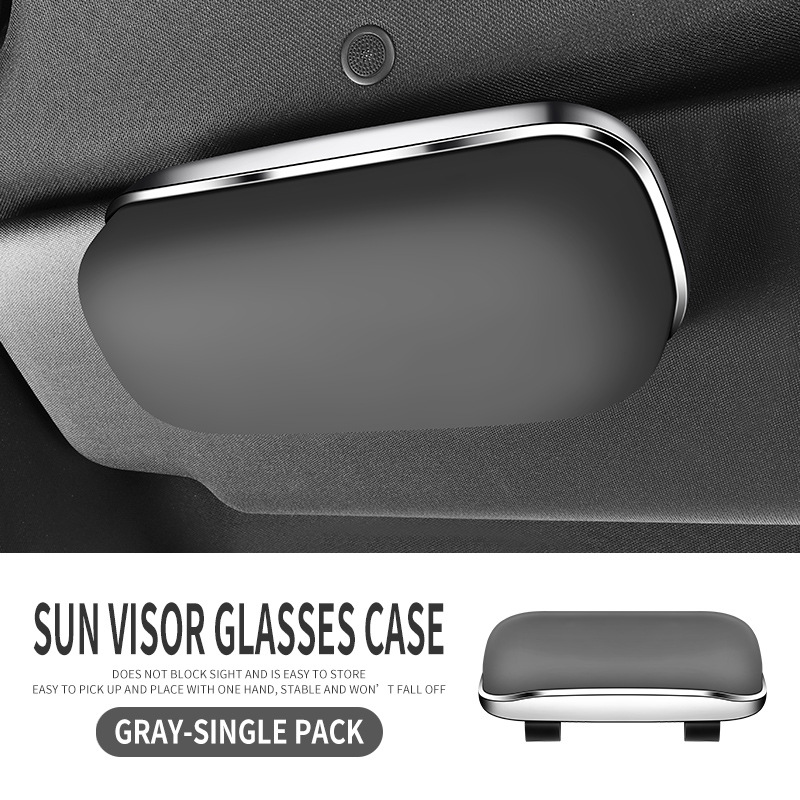 Car Sunglasses Holder – Universal Car Glasses Clip/Bill Clip - gray