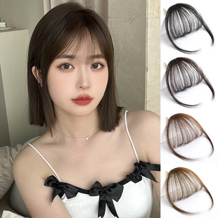 Air Bangs Wig for Women, Natural Forehead Real Hair, Full Bangs Wig Piece, Age-Reducing Artifact, Fake Bangs Hair Piece for Summer
