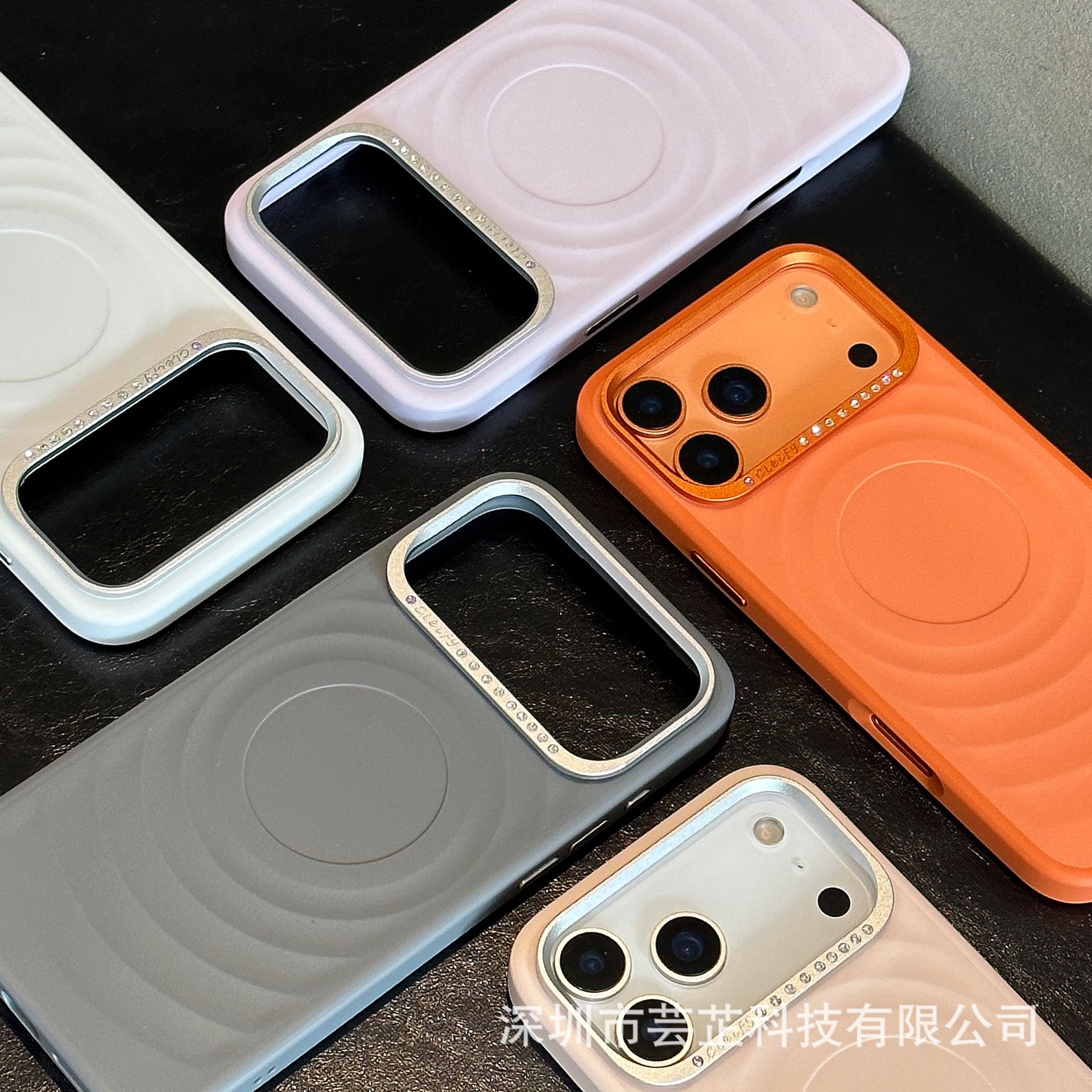 适用于苹果17Promax手机壳实色波纹点钻保护套15promax纯色16简约