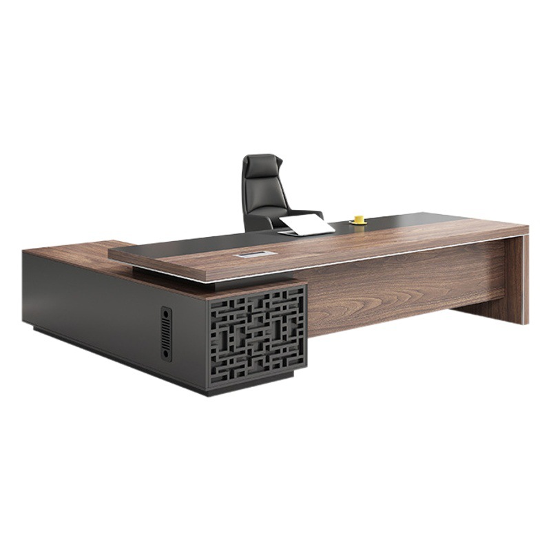 Escritorio de oficina simple y moderno con combinación de gabinete lateral Escritorio de oficina de gama alta