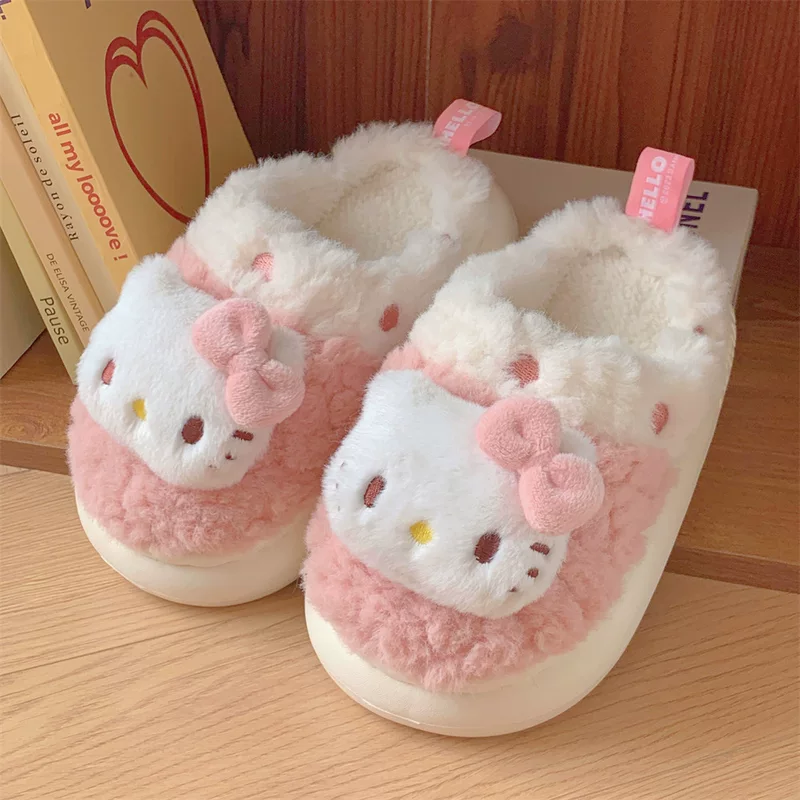 Hello Kitty, милые детские зимние тапочки, утеплённые на флисе