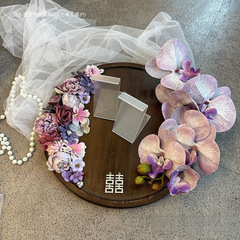 古风中式圆托盘婚鞋展示架接亲游戏道具婚礼拍照神器鞋子展示托