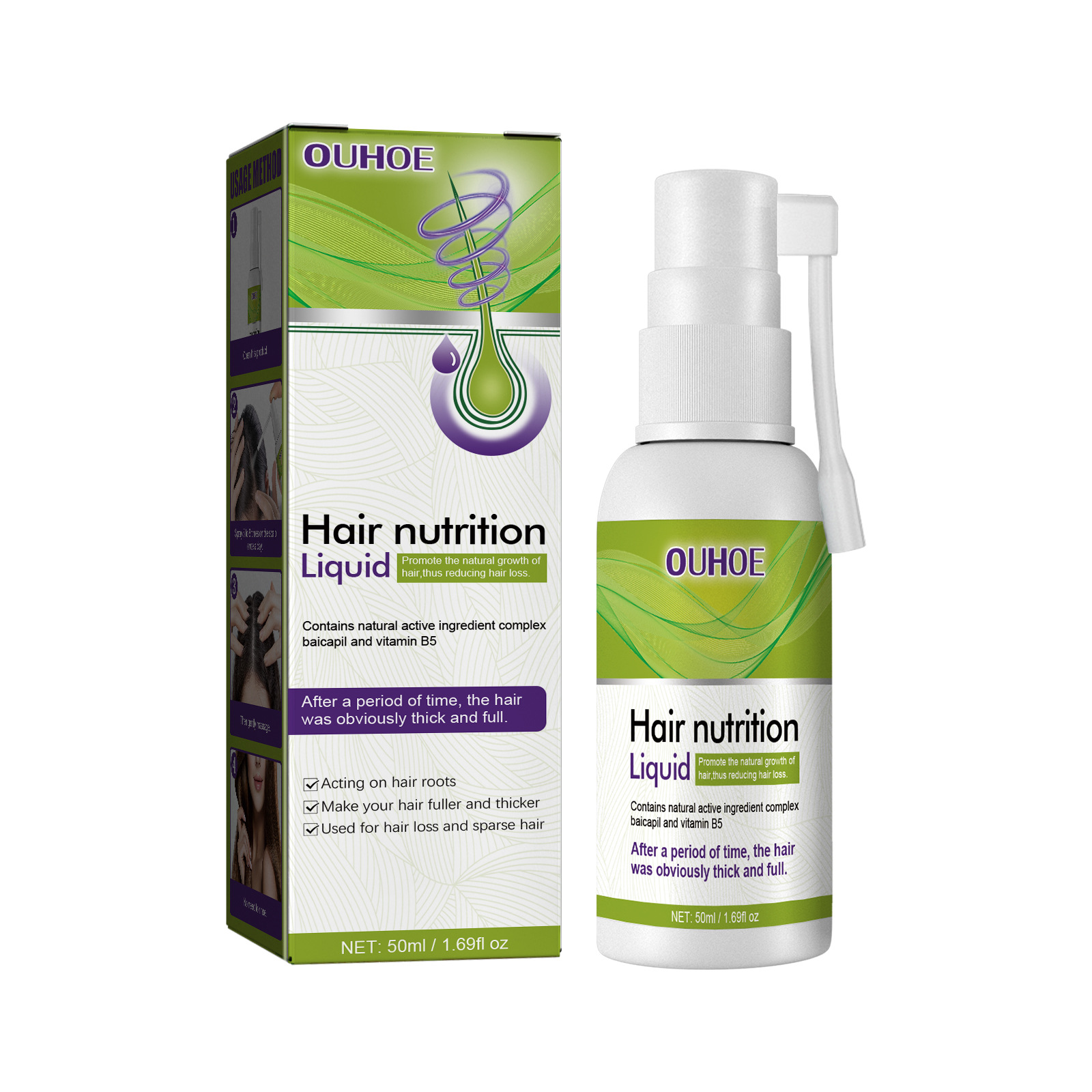 OUHOE Solution de pompe de croissance cuir chevelu nourrissant, cheveux denses et forts anti-cassés, cheveux clairsemés et fixes_voghion.com