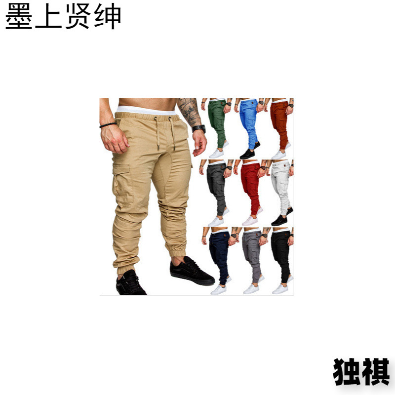 2023 ropa de trabajo de nuevo estilo de comercio exterior pantalones multibolsillos pantalones casuales de tela tejida para hombres pantalones corsés