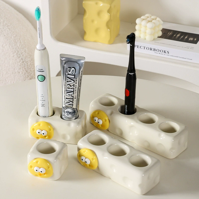 Новая кремовая легкая роскошная полка для хранения зубных щеток без перфорации, полка для электрической зубной щетки, раковина для ванной комнаты, полка для хранения зубных щеток