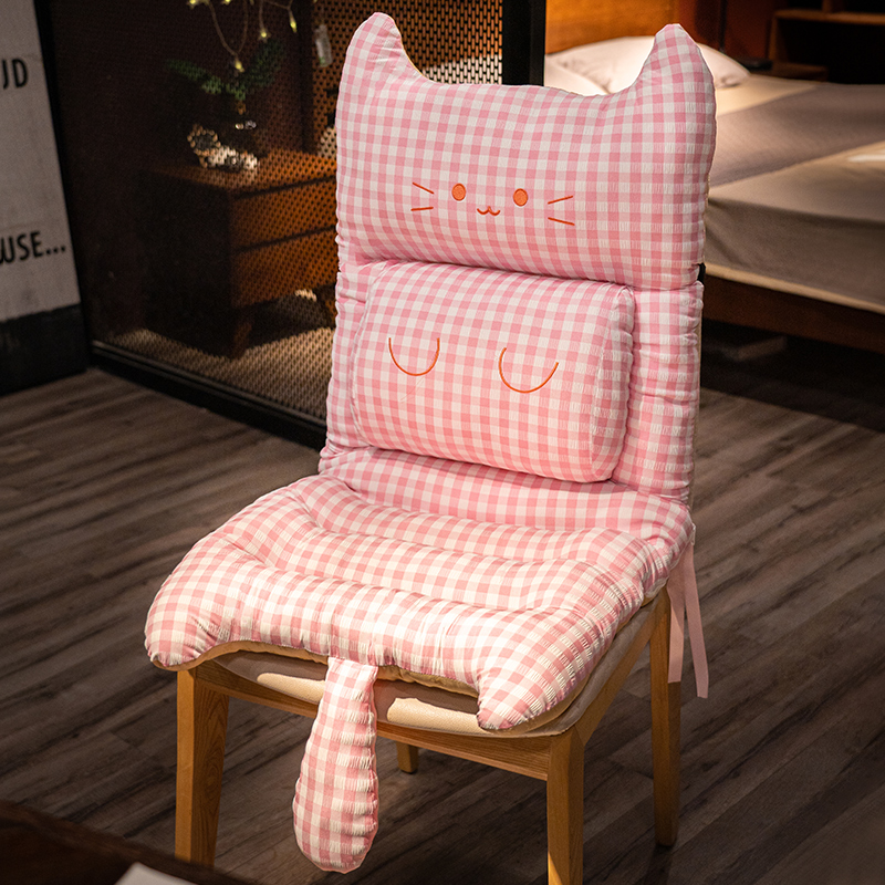 Cojín de Asiento y Respaldo Acolchado de Peluche para Oficina y Dormitorio
