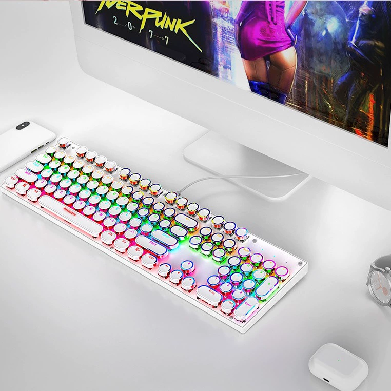 Панк-механическая клавиатура GK802 с подсветкой RGB, разноцветная, конкурентная игровая проводная клавиатура