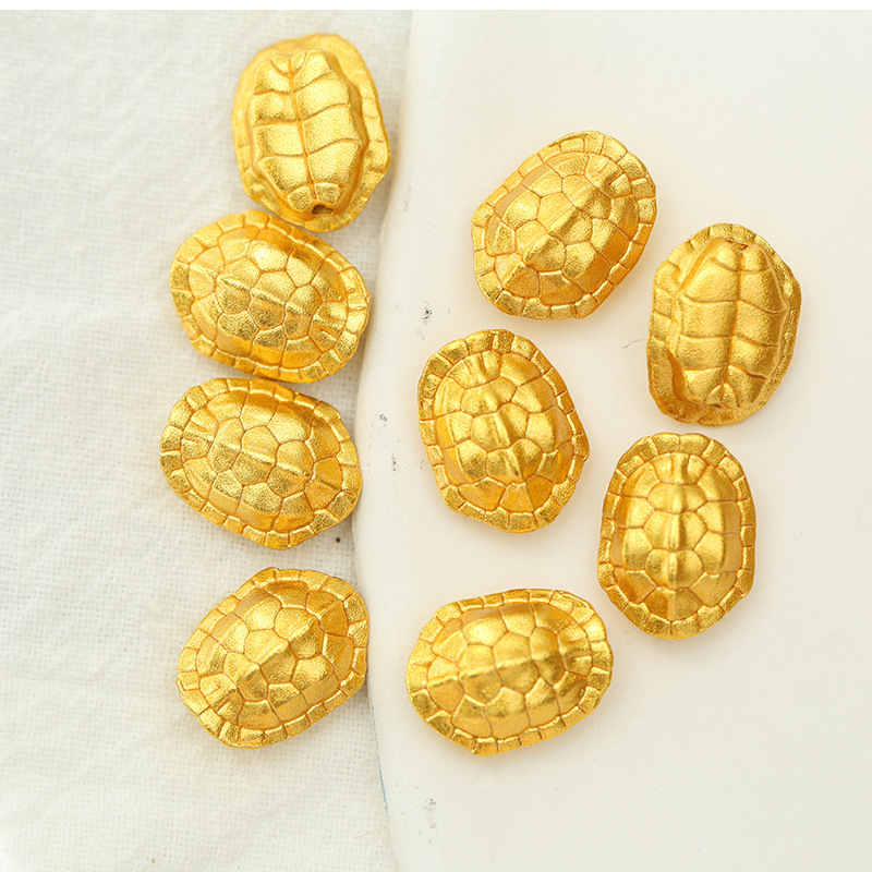 New Ancient Gold-Plated Wealth Bracelet DIY Braided Bracelet with Chinese Style Tortoise Shell Spacer Beads, Same Style as in Gold Stores