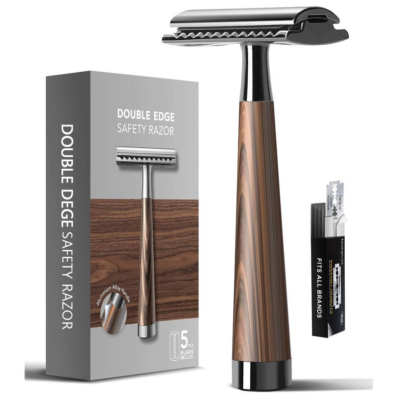 Cross-Border Exclusive Supply of Men's Razors, Double-Sided Razors with Imitation Wood Grain Handles, Eco-Friendly Razors, Gift Packaging Cross-Border Exclusive Supply of Men's Razors, Double-Sided Razors with Imitation Wood Grain Handles, Eco-Friendly Razors, Gift Packaging