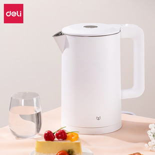 Deli 85605 Electric Water Kettle Office Household 304 Stainless Steel Liner Double-Layer Insulated Anti-Scalding Water Kettle Wholesale