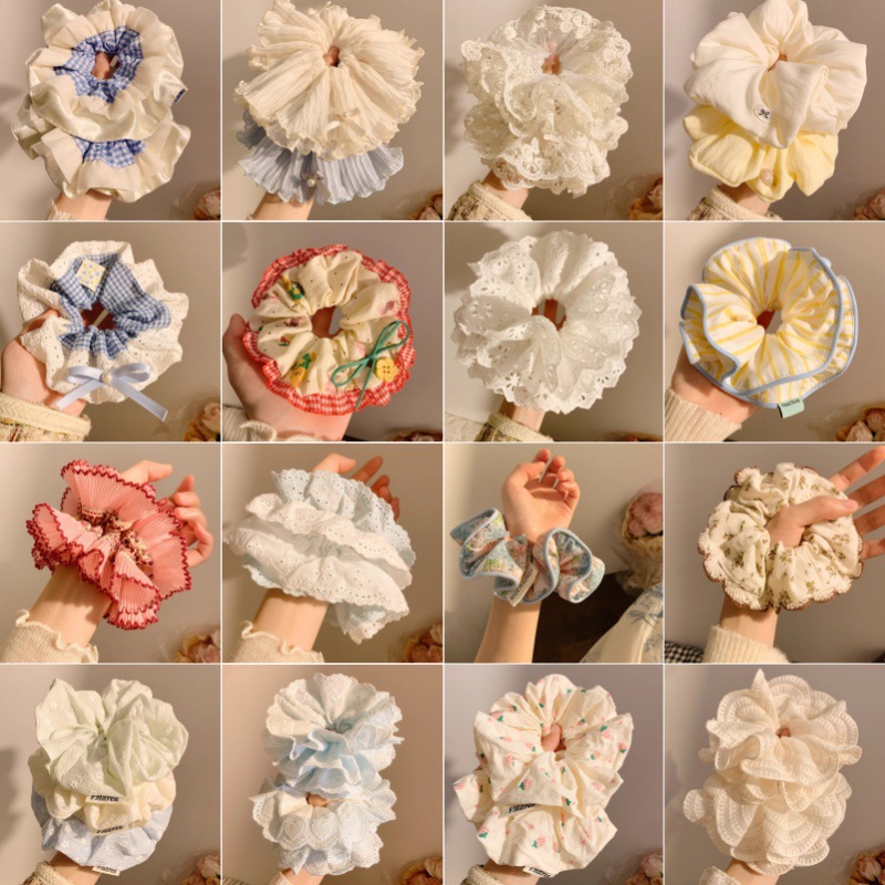 儿童甜美蕾丝花边大肠发圈女童2025新款扎子头发绳感发饰女