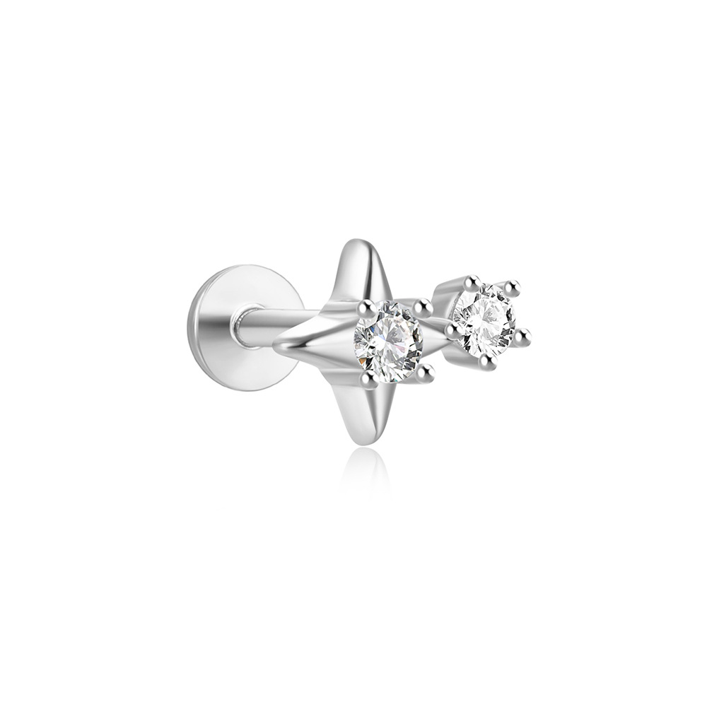 2g Weight Zircon Inlay Material Ear Studs Classification 1 Piece Quantity Daily Occasion 925 Sterling Silver Material Geometric Pattern Women's Gender Plating Design Simple Style Style 1 Piece Ear Cartilage Rings & Studs Simple Style Geometric 925 Sterling Silver Plating Zircon 95