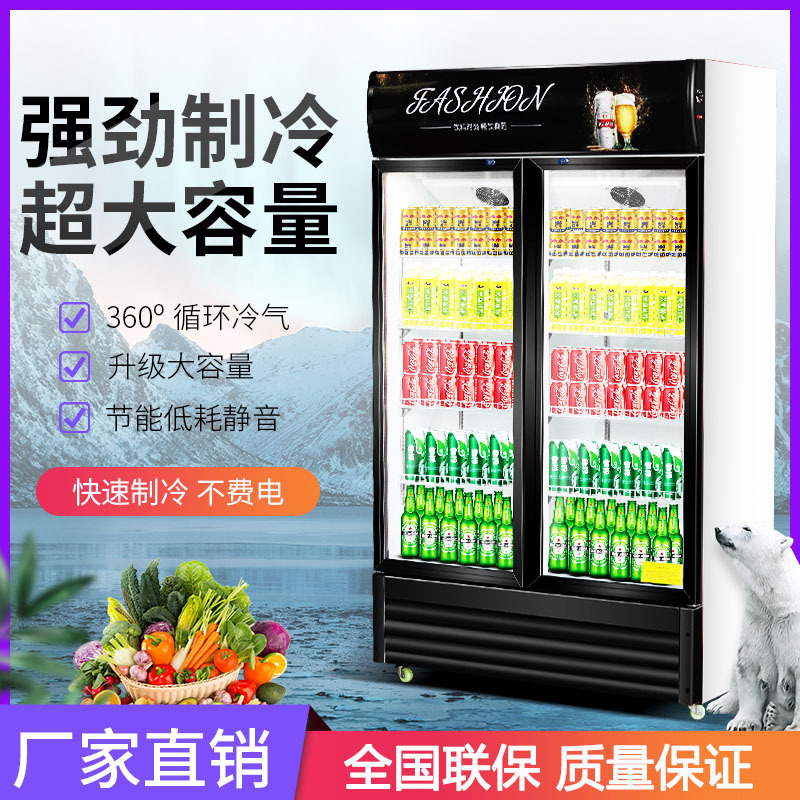 双开门立式水果啤酒冰柜冷藏单门饮料柜商用保鲜冰箱超市展示柜