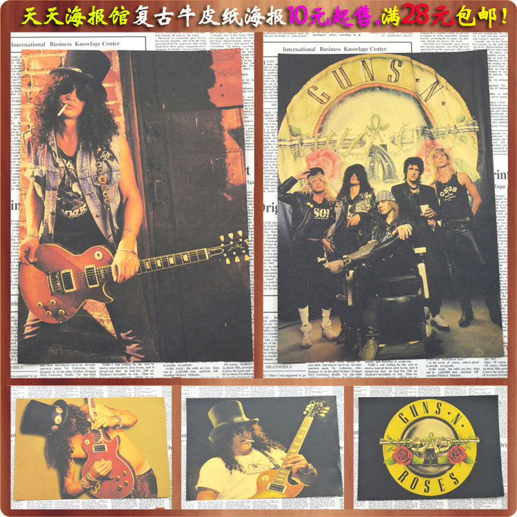 Guns N Roses Guns and Roses Rock Retro Kraft Paper Poster Bar Dormitory Decorative Painting Core