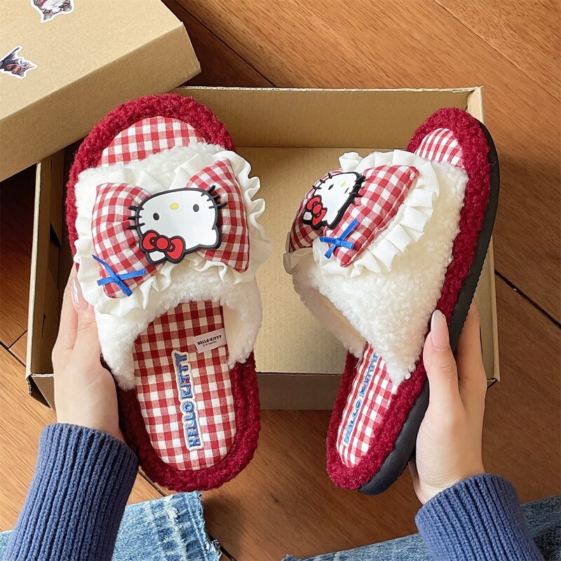 New Indoor Warm Women's Autumn and Winter Closed-Toe Cotton Slippers, Casual and Cute, Genuine Hello Kitty Non-Slip Maternity Shoes New Indoor Warm Women's Autumn and Winter Closed-Toe Cotton Slippers, Casual and Cute, Genuine Hello Kitty Non-Slip Maternity Shoes