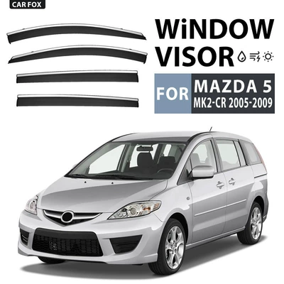 5 Window Visor, Rain shield - standard-packaging-without-logo-mazda-5-mk2-cr-2005-2009-pc-silver-bright-strip-window-rain-shield