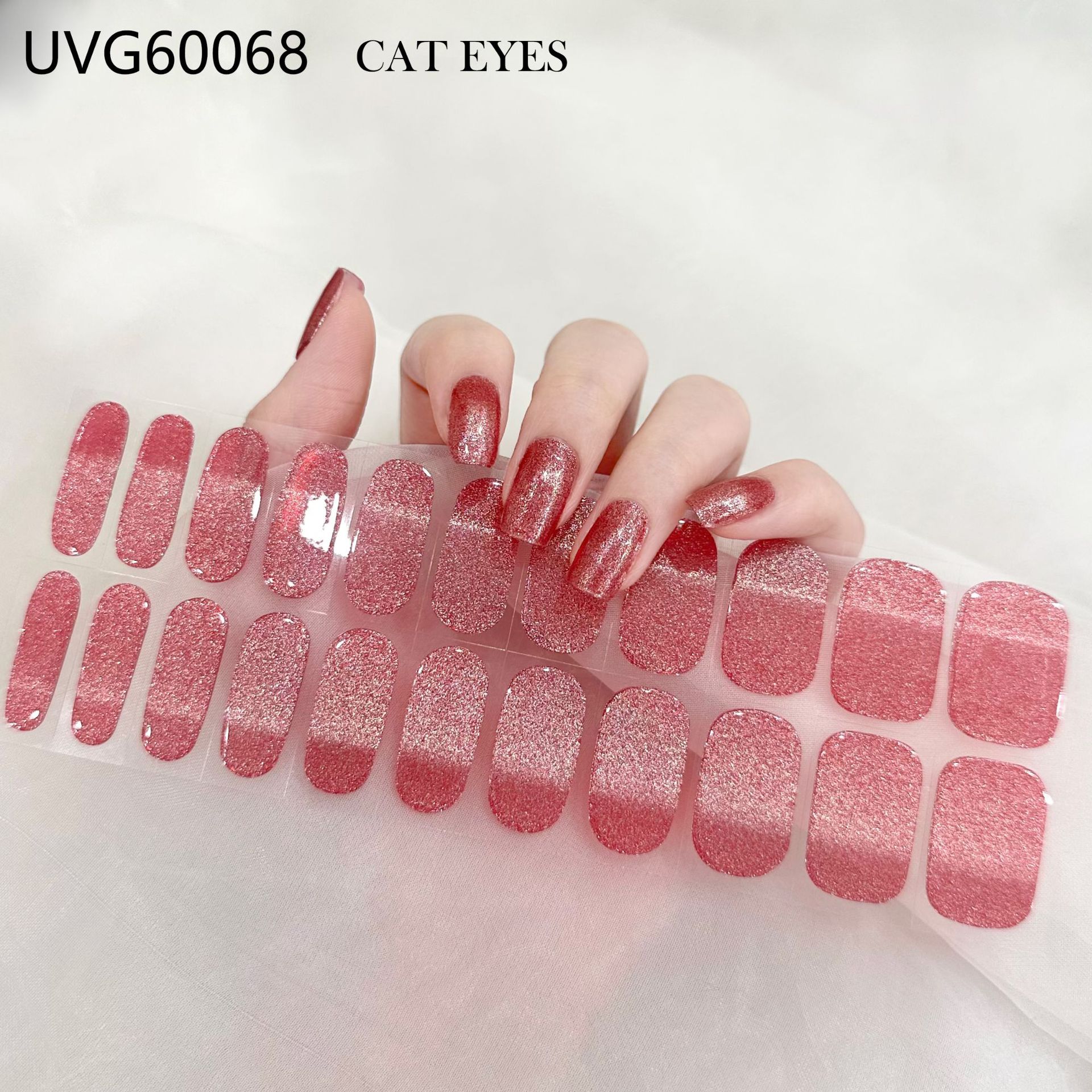 Pegatinas de uñas de gel UV transparentes efecto hielo, semicuradas, con lámina dorada, fototerapia, efecto película de aceite