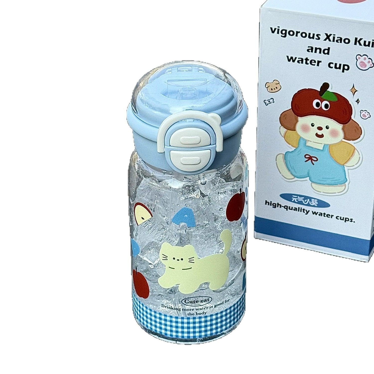 Taza de plástico de alto valor nominal, taza de agua casera para bebidas dobles, taza de paja a prueba de fugas simplista y hermosa para estudiantes masculinos y femeninos.