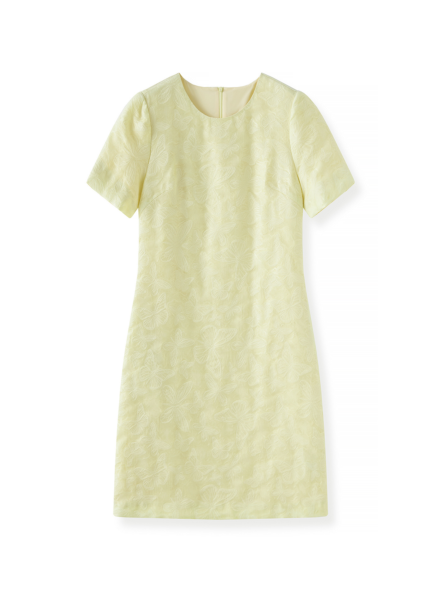 Váy maxi nữ thắt eo họa tiết bướm dập nổi jacquard — Màu hồng