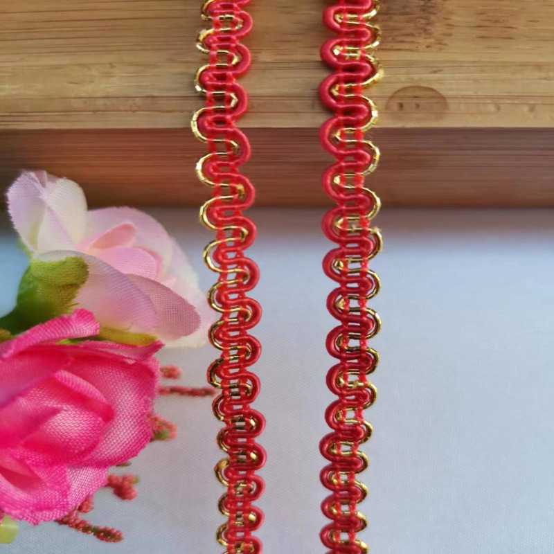 0,5 cm colorido encaje de Color Étnico onda encaje en forma de EE. UU. Onda encaje dorado suministro directo de fábrica