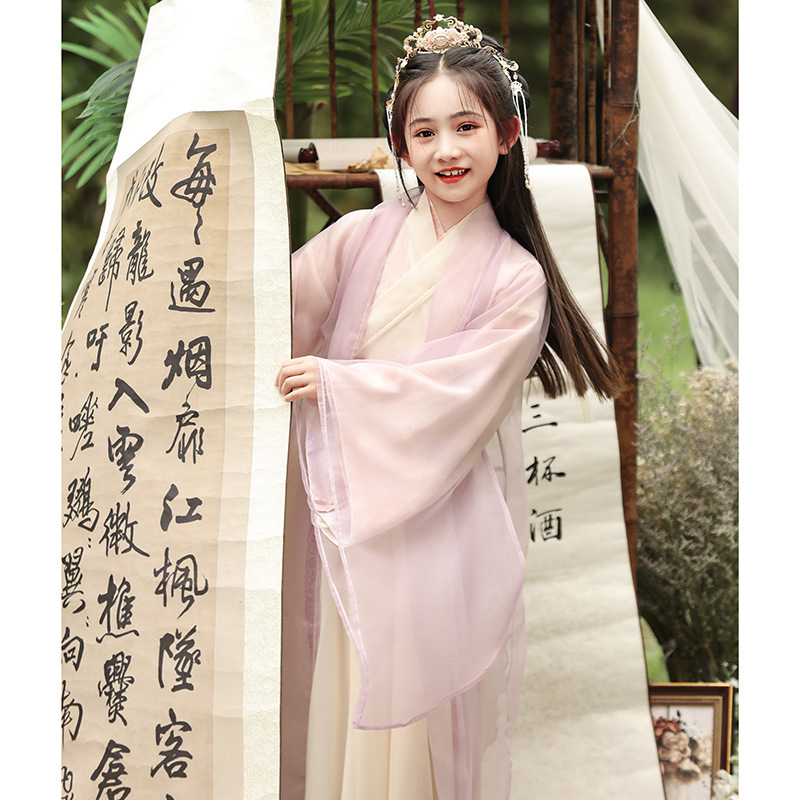 Mid-Autumn Festival Jade Rabbit girls' Hanfu Wei Jin style purple Super fairy Hanfu children's Chinese style fairy wide sleeve flow fairy skirt