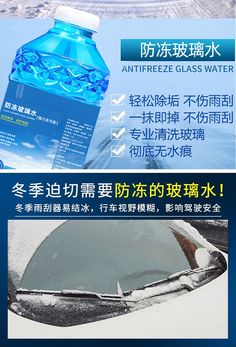 Oil film remover car glass water, anti-freeze for winter temperatures of -40 to -25 degrees, car wiper water for summer, decontamination, suitable for all seasons