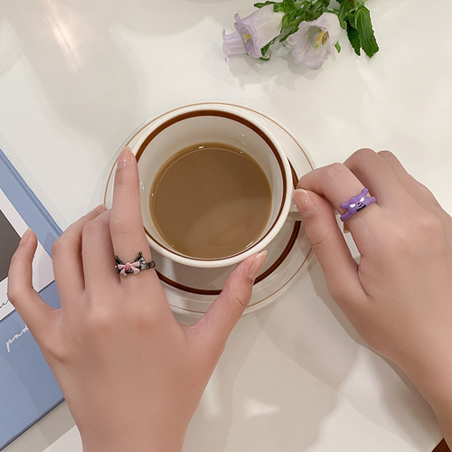 Cute Kuromi Ring~Girls niche unique design bestie open ring couple decoration fashionable personalized finger