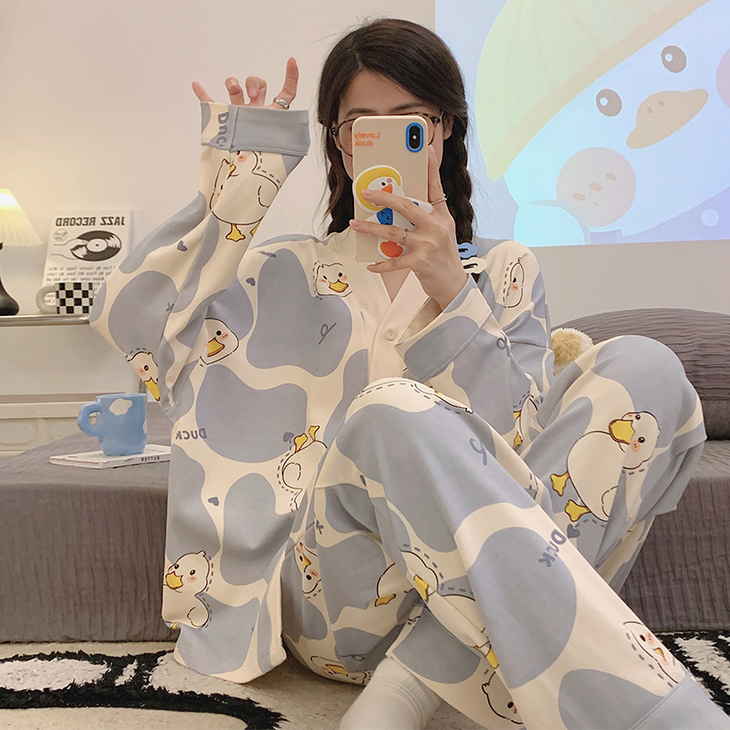 Pijamas tipo cárdigan de manga larga para mujer, estilo de celebridad de internet, sensación de alta gama, conjunto de dos piezas de ropa de estar en casa de talla grande, nueva colección primavera-otoño 2025. image 12