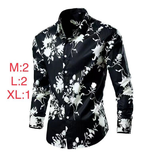 Nueva camisa de manga larga de solapa de los hombres europeos y americanos 3D Impresión digital popular camisa casual superior ventas directas de fábrica