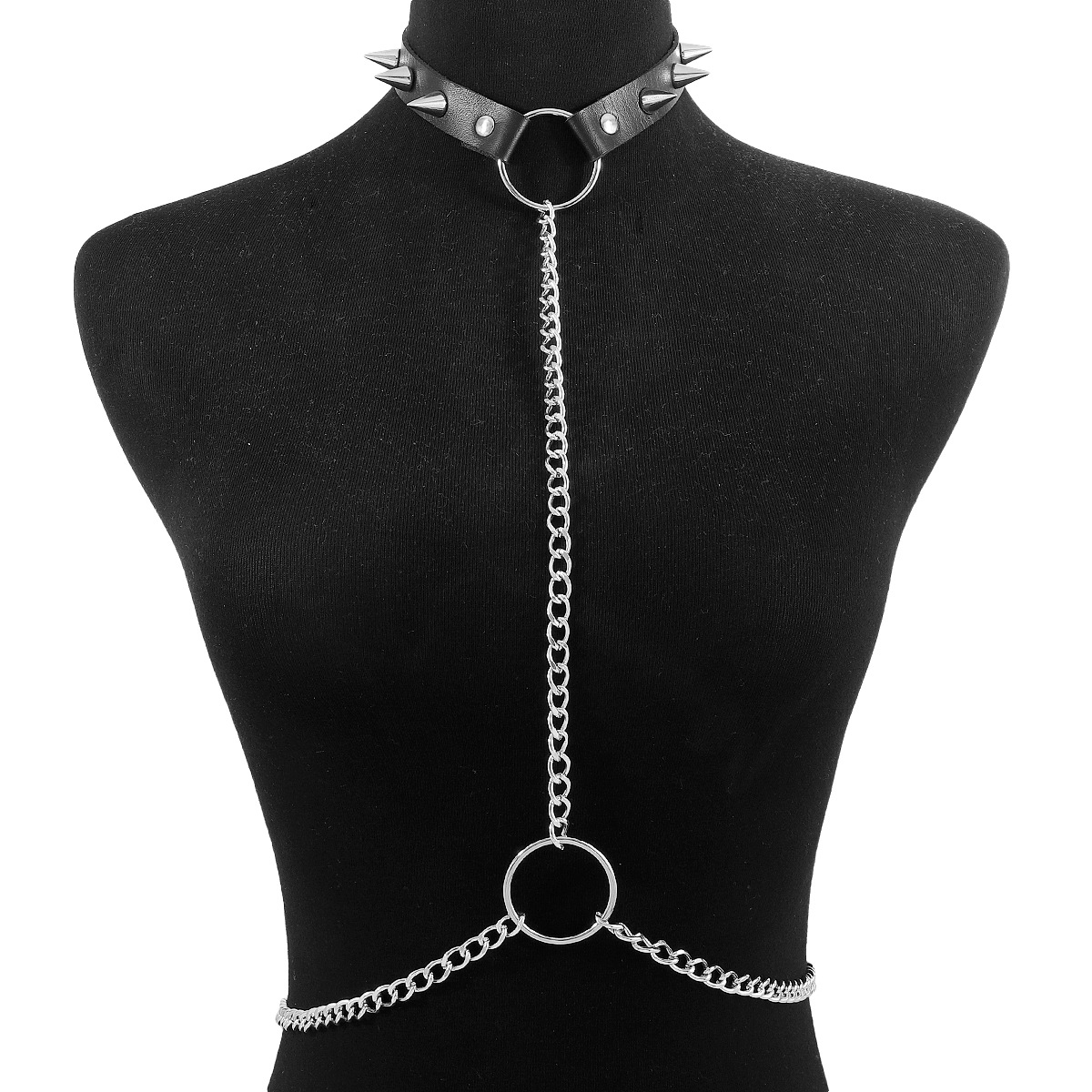Fashion Geometric Pu Leather Alloy Plating Rivet Body Chain