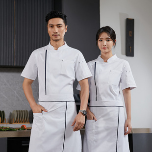 New Style Chef Clothes Short-sleeved Men's Chef Work Clothes Suit Women's Hotel Catering Kitchen Spring and Summer Clothes