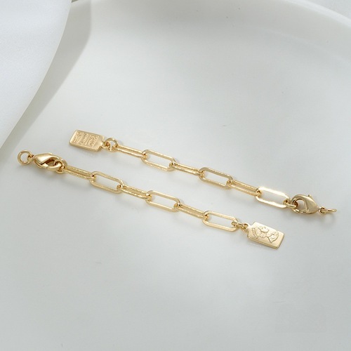 14K gold plated rectangular pendant oval pearl necklace bracelet tail chain handmade DIY jewelry accessories clasp extension chain