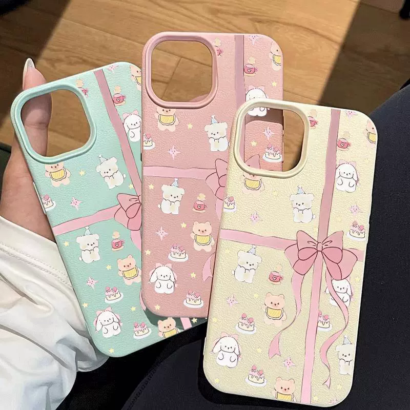 Чехол для телефона Apple iPhone16 — милый рисунок «личи» с медвежатами, подарок на день рождения