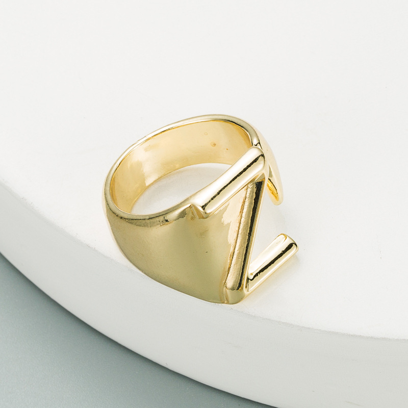 fashion copper plated English alphabet open ring