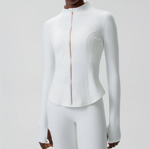 AYM038177 Rose Gold Zip-Up Yoga Top High-Elastic Tight Fitness Jacket Aoyema wholesale