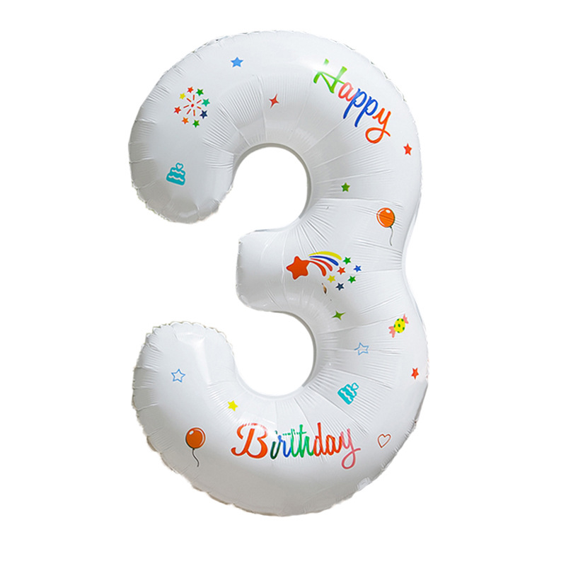32 pulgadas número blanco feliz cumpleaños globo decoración película de aluminio fiesta escena de la foto diseño de fondo accesorios de vestir
