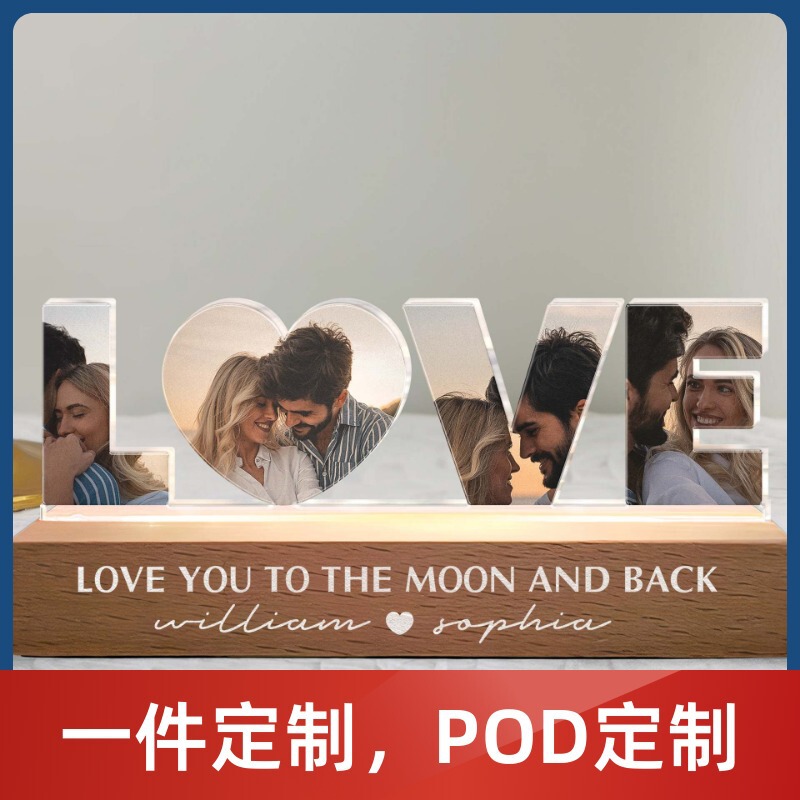 Cross-Border Hot Sale Love You to the Moon and Back Personalized Photo Led Night Light Gift for Girlfriend